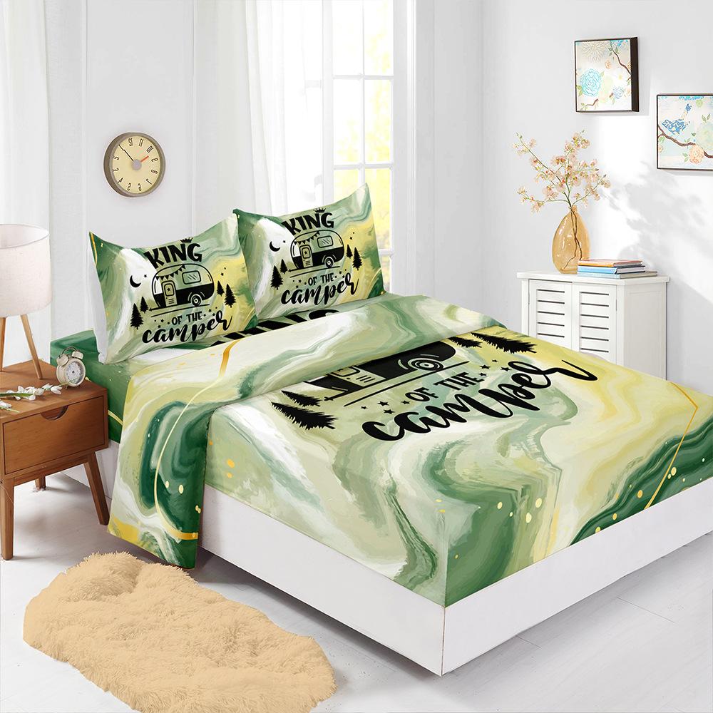 

Four-Piece Mattress Sheet Digital Printing Camping Mattress Protective Cover Bedding (90cm * 190cm * 40cm) Pillowcase * 1