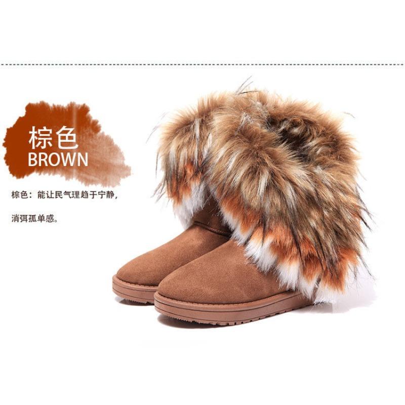 New snow boots women s medium boots cotton shoes boots women s boots fox hair women s cotton shoes winter 36