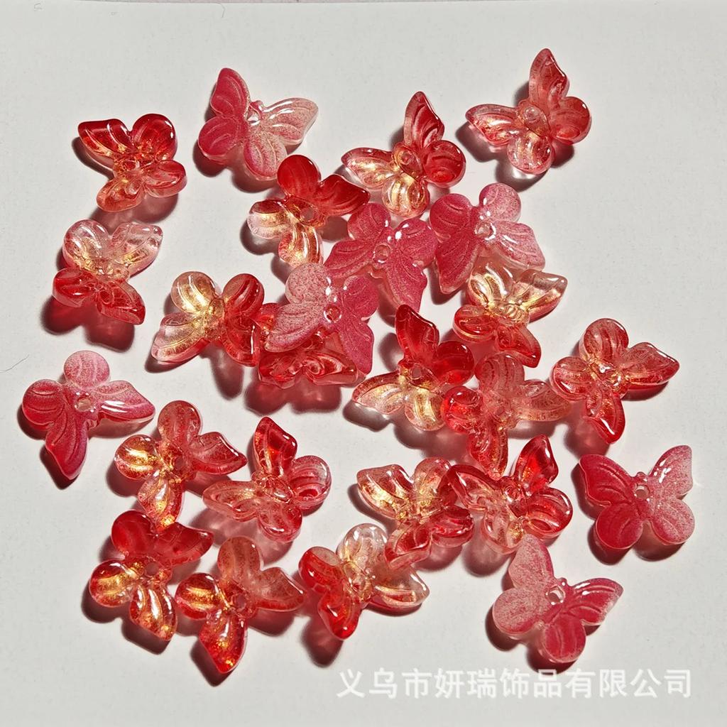 DW50 11mm 50 Stück/Los Schmetterling Farbverlauf Form Glasperlen Exquisite Perlen DIY Handgemachtes Armband Schmuck Material Zubehör