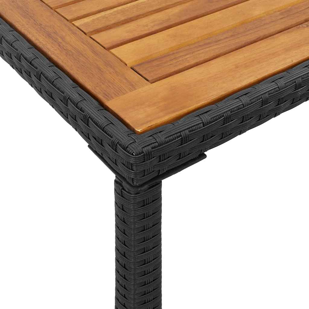 Garden Table with Acacia Wood Top 115 x 54 x 74 cm Poly Rattan