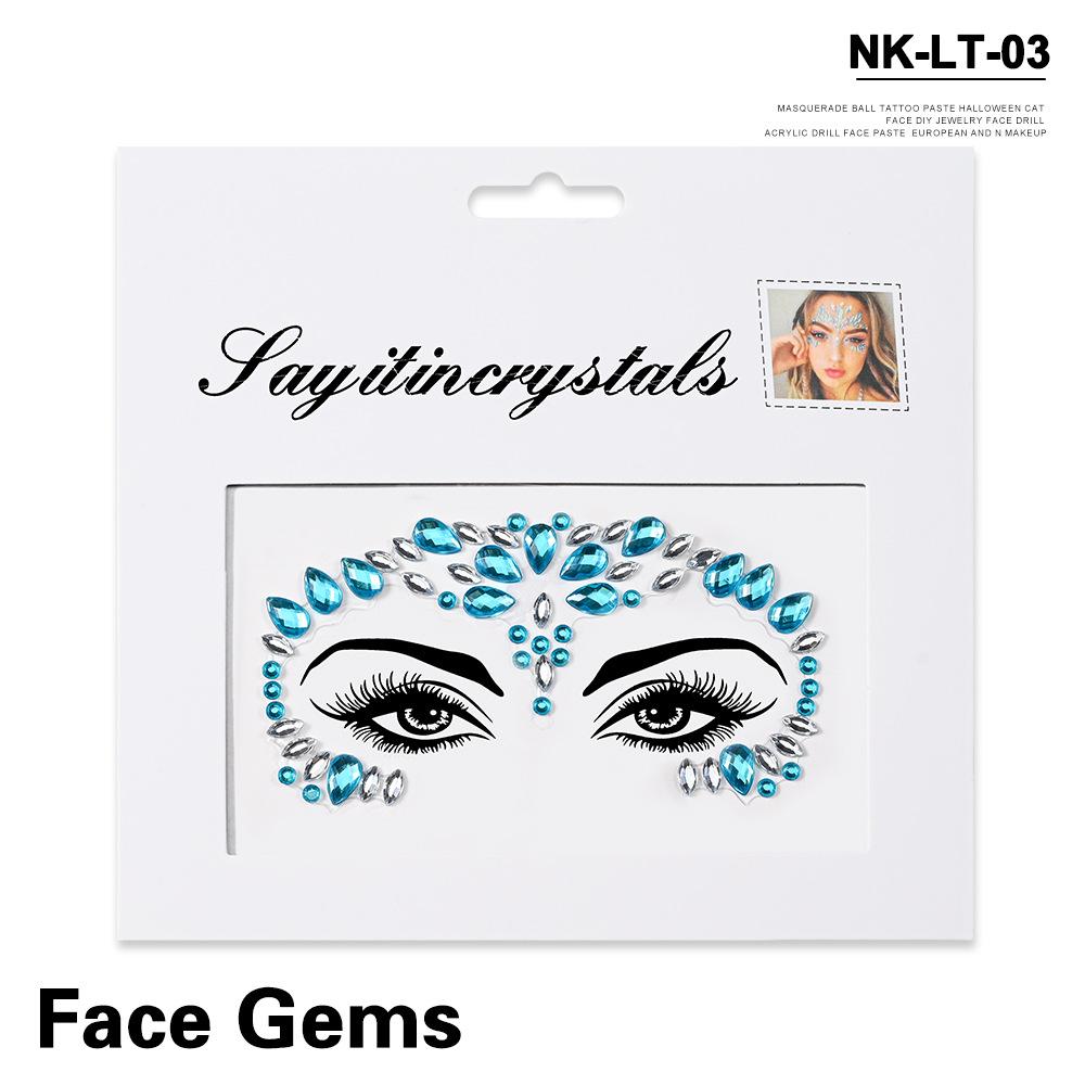 Adesivo per tatuaggio in cristallo Glitter Eyeliner Sopracciglio Trucco Viso Occhi Diamante Tatuaggio temporaneo Adesivi per eyeliner 3D con strass rock