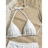 White Pot Print Lace Swimwear Sexy Halter String Triangle Bikinis Sets High Waist Bottom Shorts Swimsuit Women Bathing Suit