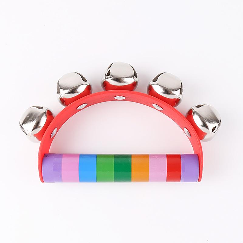 Half-Round Wooden Leather Hand Rattle: Orff Music Toy for Infant & Toddler Education