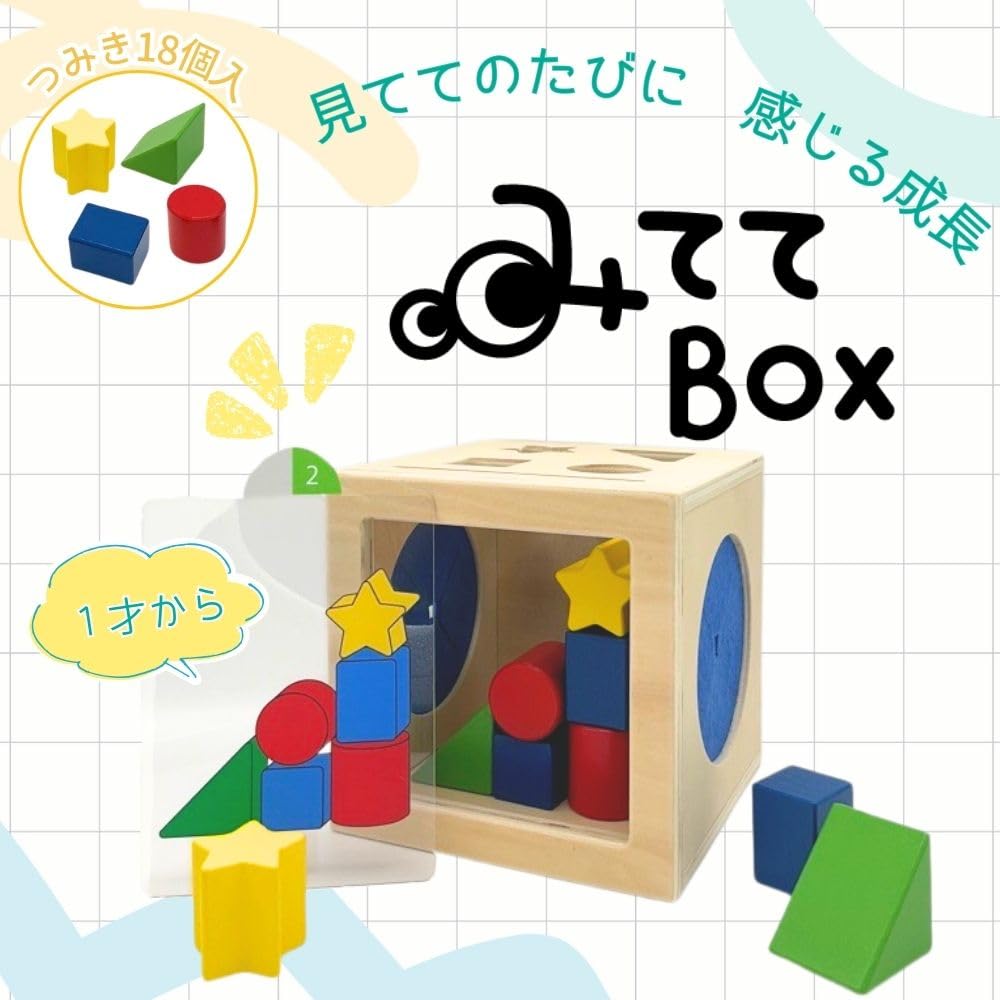 Brain Training Building Blocks for Infants and Toddlers Watch Me Box Educational Toy for Ages and 6 Montessori Shape 3D Sensory Play 18 Blocks E-TOO -