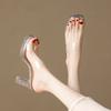 Fashion House Slippers Platform Shoes Woman 2025 Glitter Slides Heeled Mules Fashion Pantofle Square Heel Jelly High Summer Luxury Trans