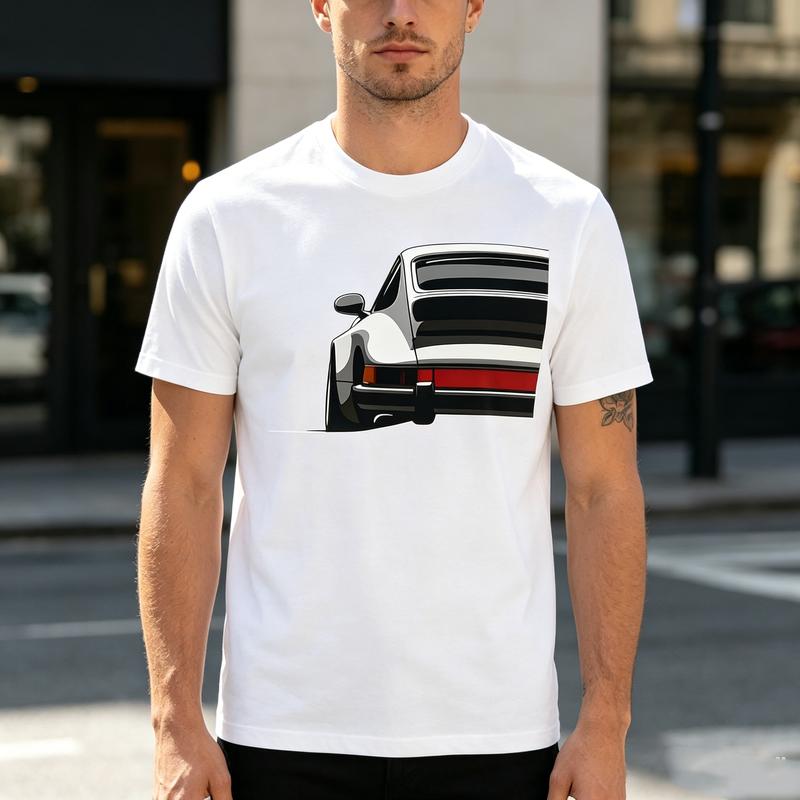 Classic Style Sports Car Silhouette T Shirt Minimalist Automotive Graphic Tee Unisex Cotton Short Sleeve Racing