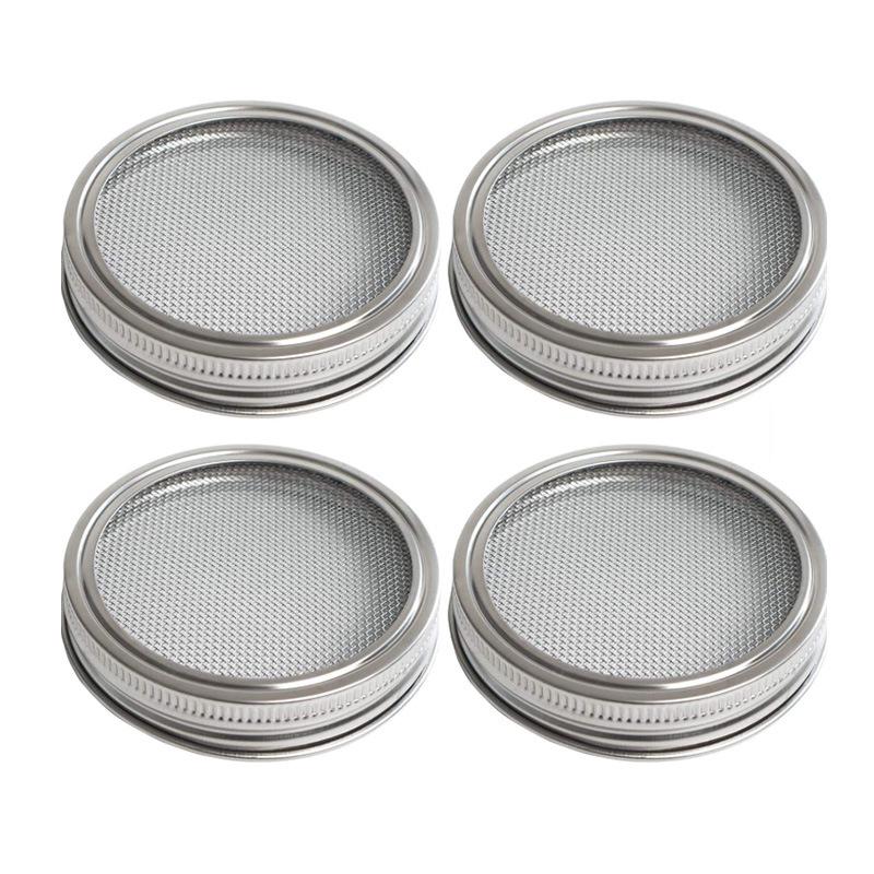 Pokrywki do kiełkowania ze stali nierdzewnej 304 do słoików Mason, 70/86 mm, Zestaw dwuczęściowy