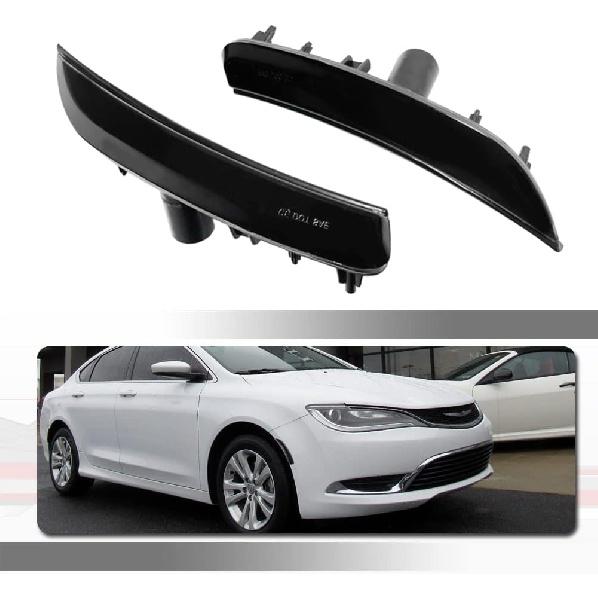For 2015 2016 2017 Chrysler 200 Front Bumper side Marker Light White Led Smoked Lens 68206449A 68206450A