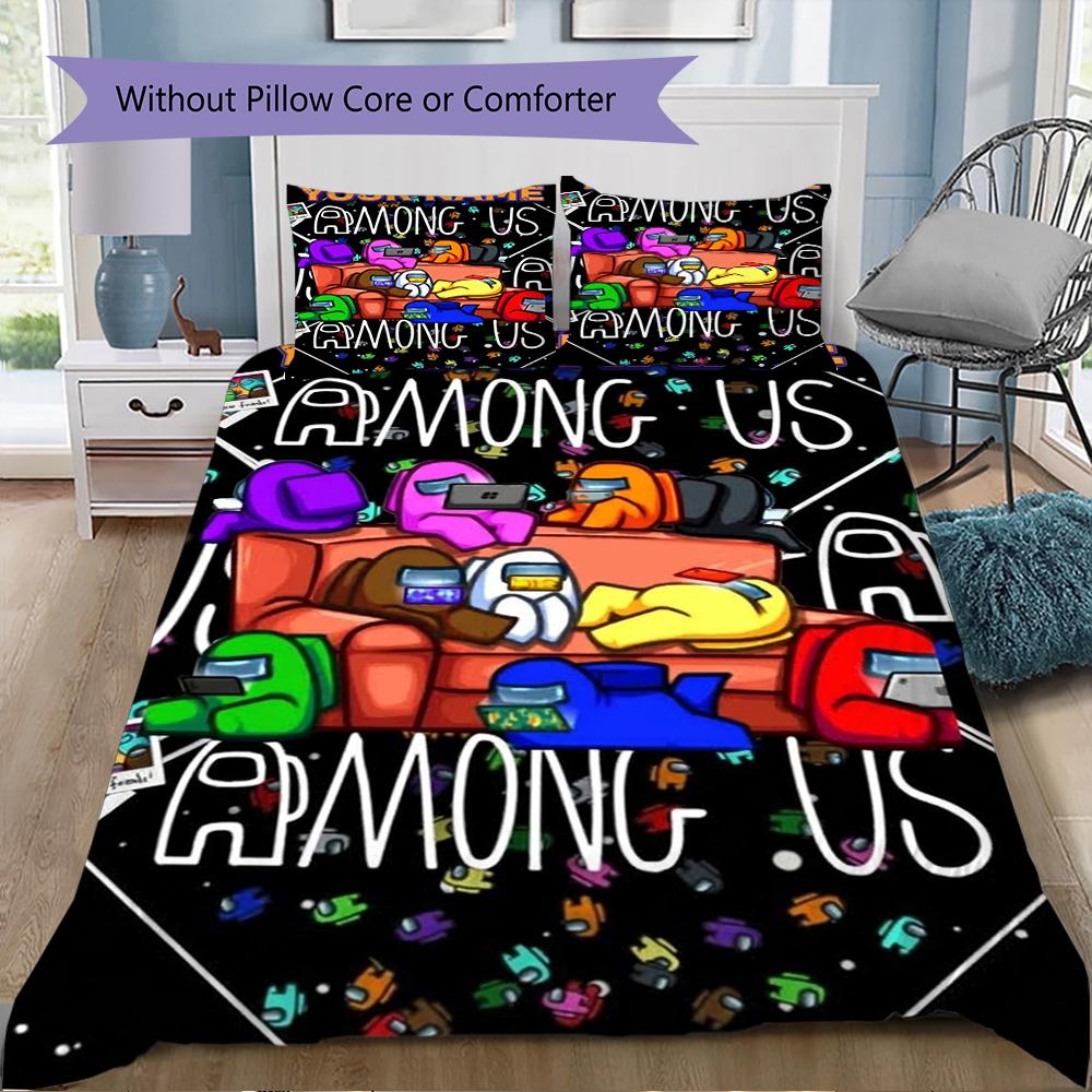 Custom Name Among us Pattern Bedding uilt Set uilt Cover Pillowcase Home Decoration Birthday Gift (1*duvet cover+2*pillowcase without core)
