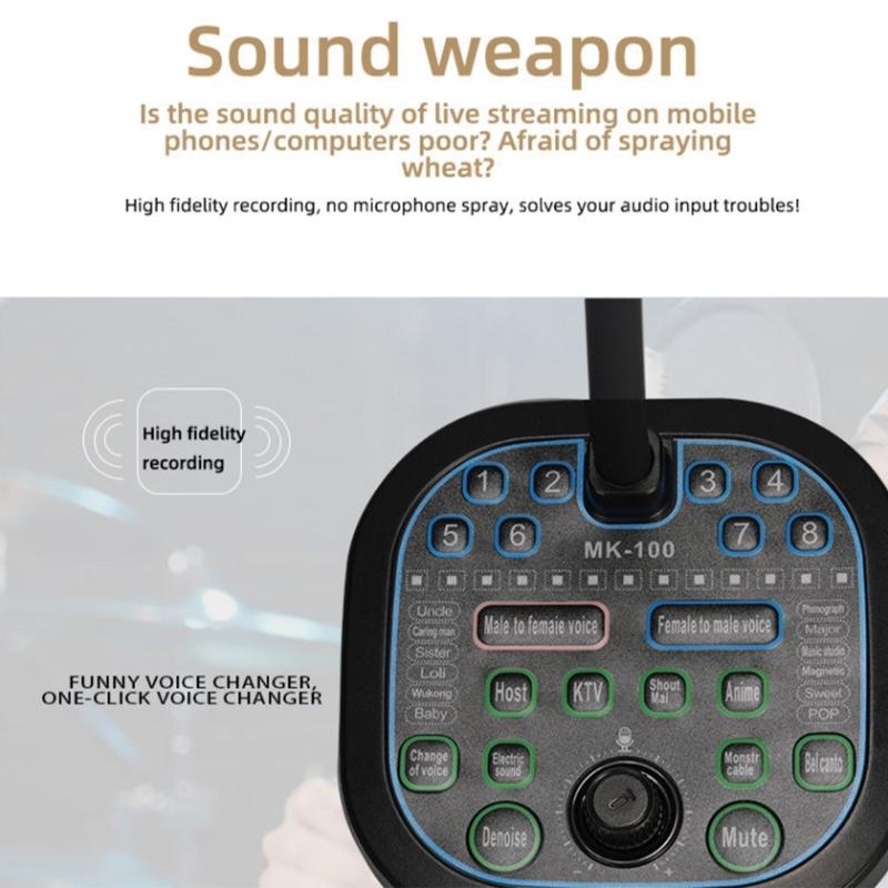 Compact Desktop Microphone Portable USB Voice Changer 16 Adjustable Effects for Online Game Streaming Devices