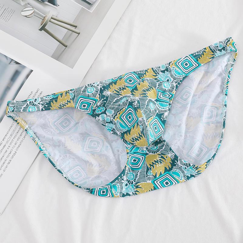 Men s Cotton Low-Waist Elastic Briefs - Trendy Printed Plus Size Panties in Stock