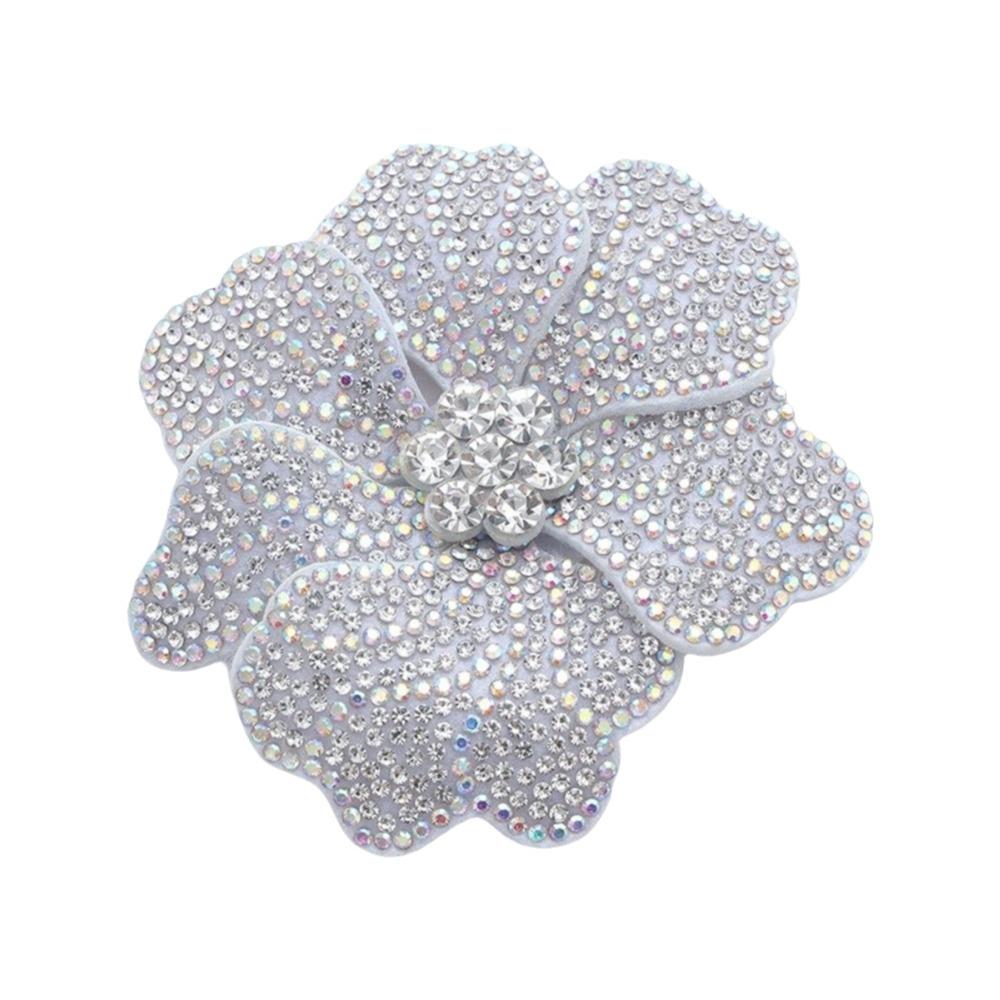 3D Flower Brooch Fabrics Sparkling Rose Brooch Fabrics Headband Accessories Fabrics белый