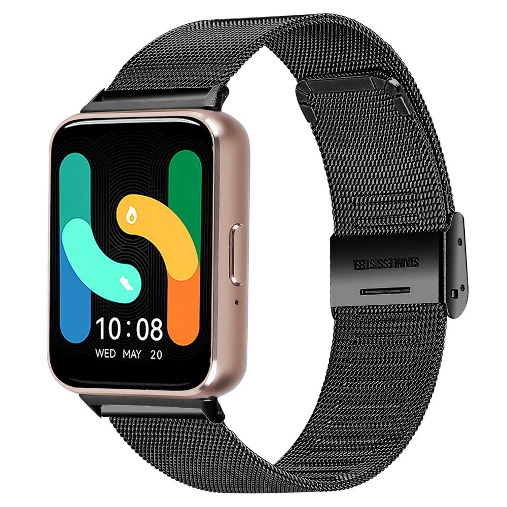 

For Samsung Galaxy Fit3 SM-R390 Milanese Watch Band Breathable Stainless Steel Strap Black