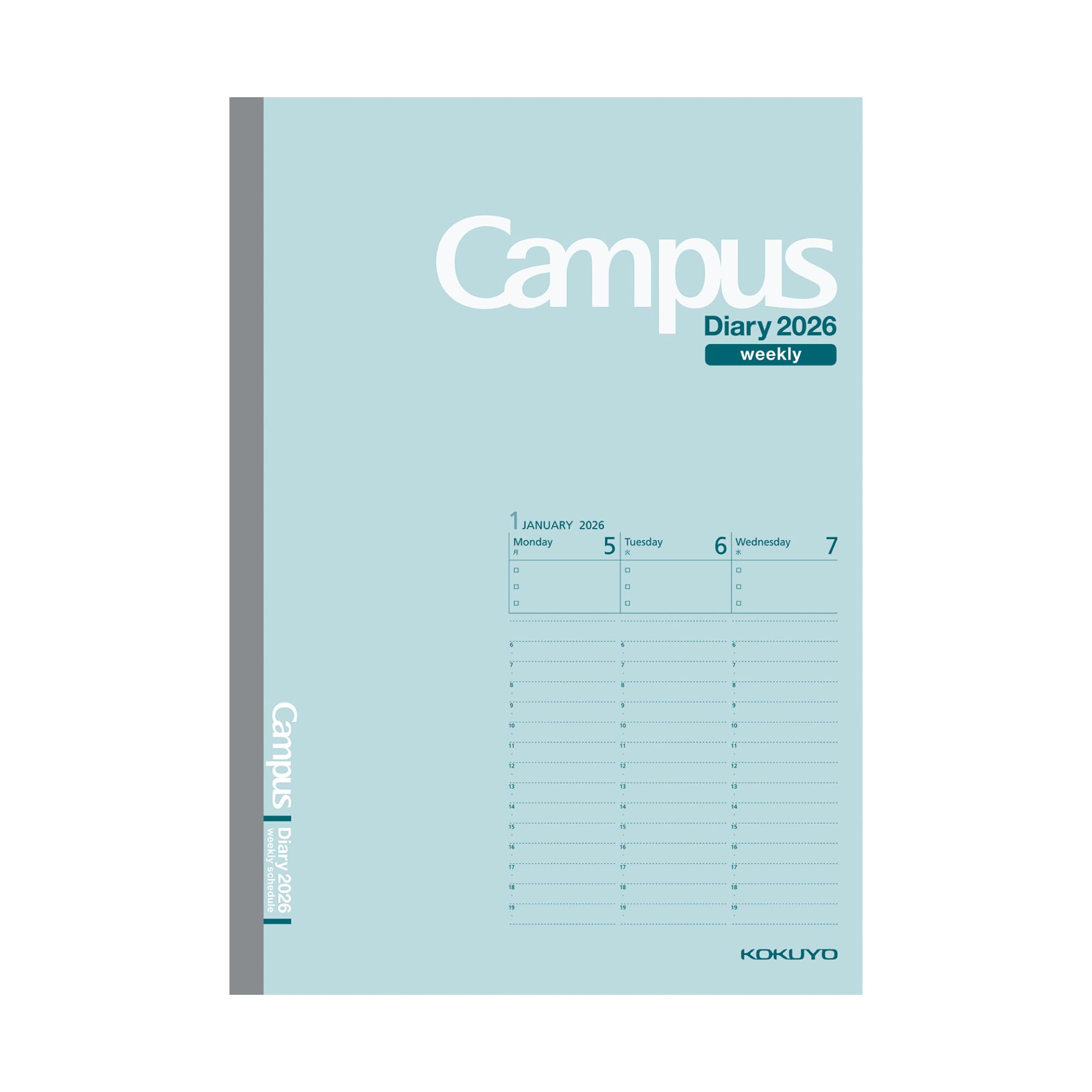KOKUYO Campus Diary Еженедельник Вертикальный A5 Светло-зеленый 2026 Начинается в январе 2026 (Номер модели CWVLG-A5-26) -