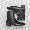 Winter European and American First Year Buckle Chelsea Boots Pointed High Top Martin Boots Short Boots J