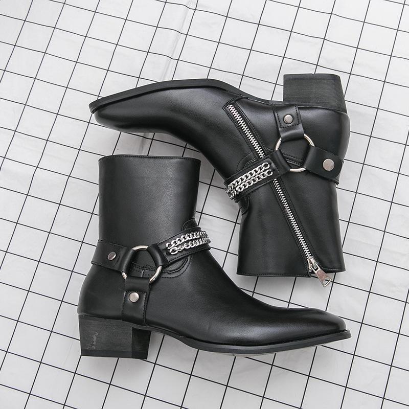 

Мужская обувь Челси Мужские туфли с острым носком с пряжкой-кольцом первого года Хайстрит новая американская цепочка ручной работы европейские и американские ботинки Мартин 46