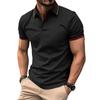 New Men's Casual POLO Shirt Ribbed Lapel Fashion Buttons Business Solid Colour Versatile T-shirt Tops