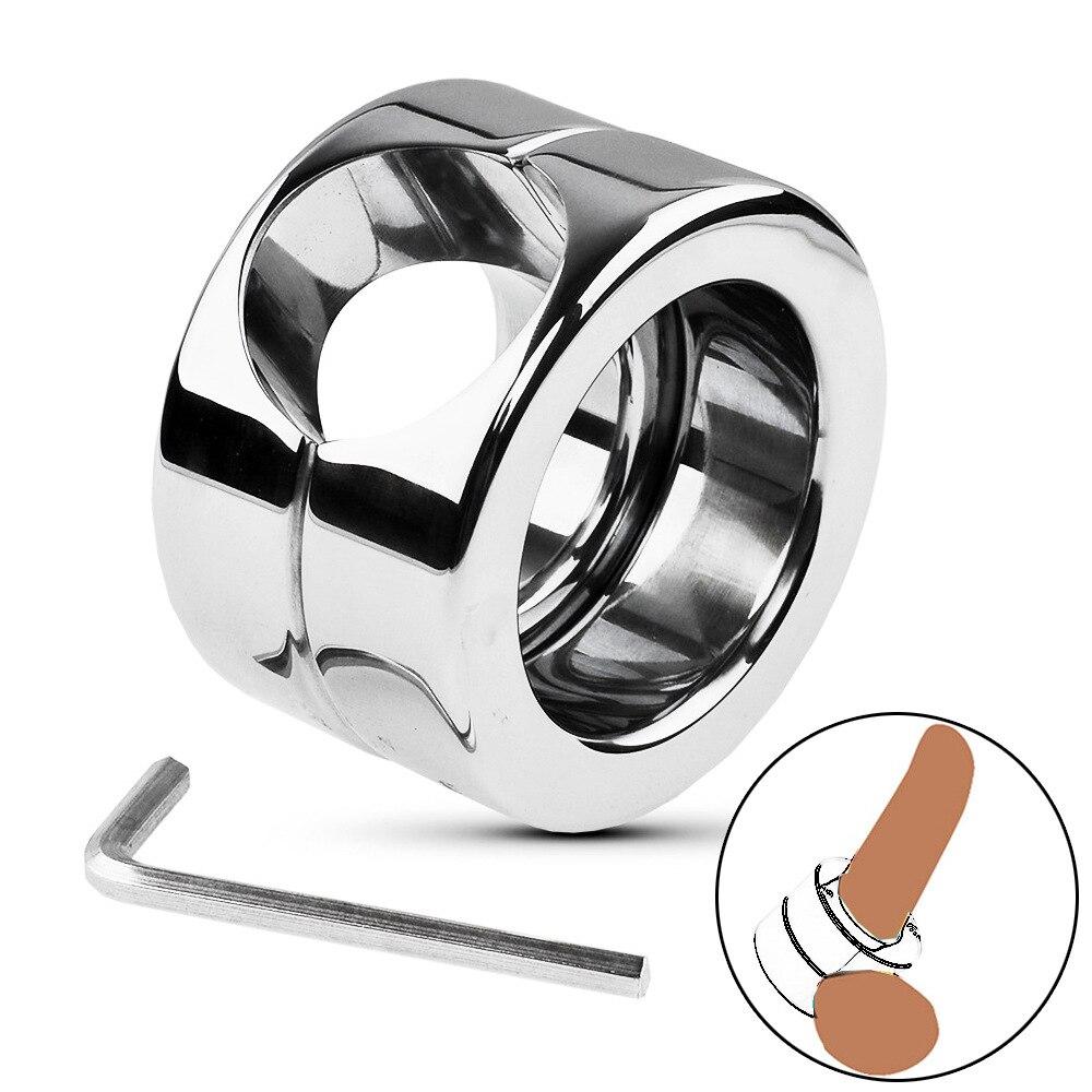 Stainless Steel Scrotal Restraint Stretch Pendant Penis Weight Ring Cock Cage Cock Ring Sex Toy Chastity Belt