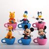 Kawaii Anime Figure Winnie The Pooh Character Minnie Mickey Coffee Cup Scene Children Toy Doll Decoration Christmas Gift