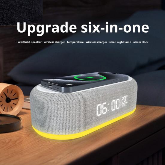 RGB Digital Alarm Clock Night Light Temperature Display Bluetooth-compatible Speaker 15W Fast