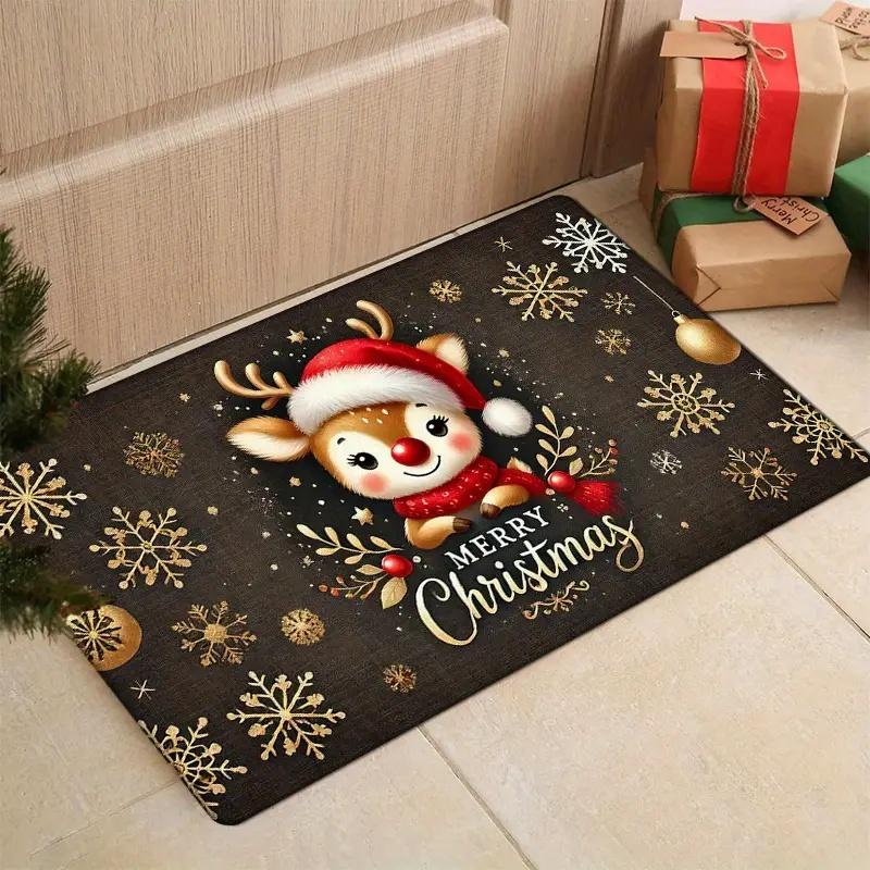 Spring Sunflower Dwarf Pattern Door Mat Christmas Entrance Door Mat Bathroom Kitchen Non Slip Mat Suitable for Home Decoration