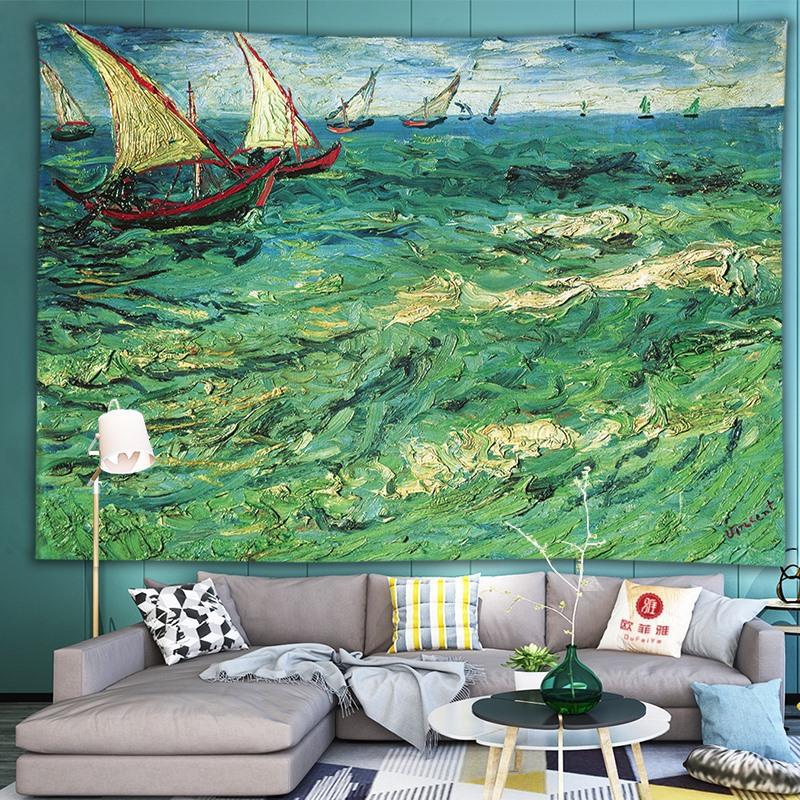

инс фоновая ткань Ван Гог масляная живопись подвесная ткань диван спальня интернет-знаменитость прямая трансляция декоративная настенная ткань гобелен трансграничный 95 * 73cm Send Tools