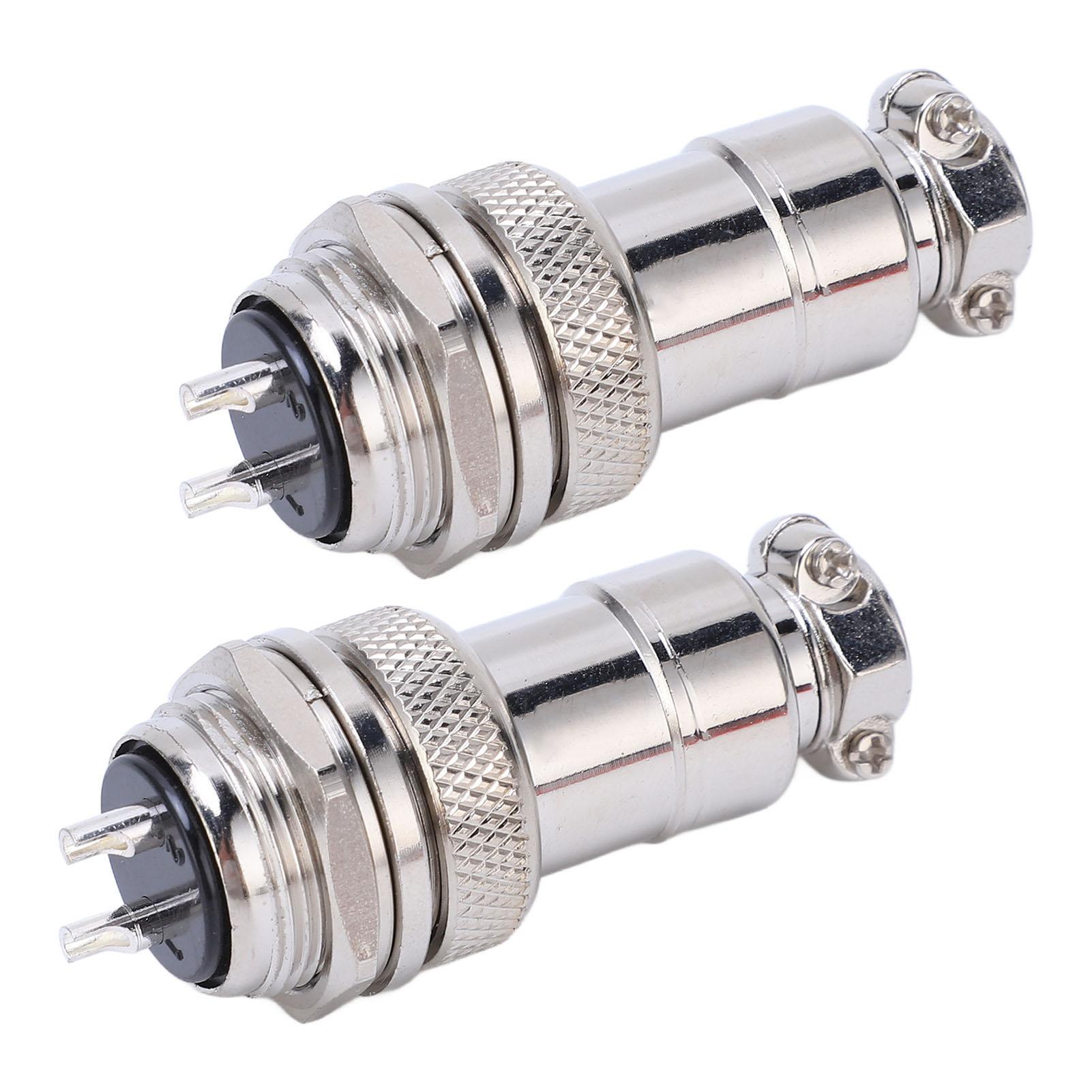 

2Pcs Aviation Plug Socket Connector Zinc Alloy Shell Copper Silver Plated Connectors 4 Pin