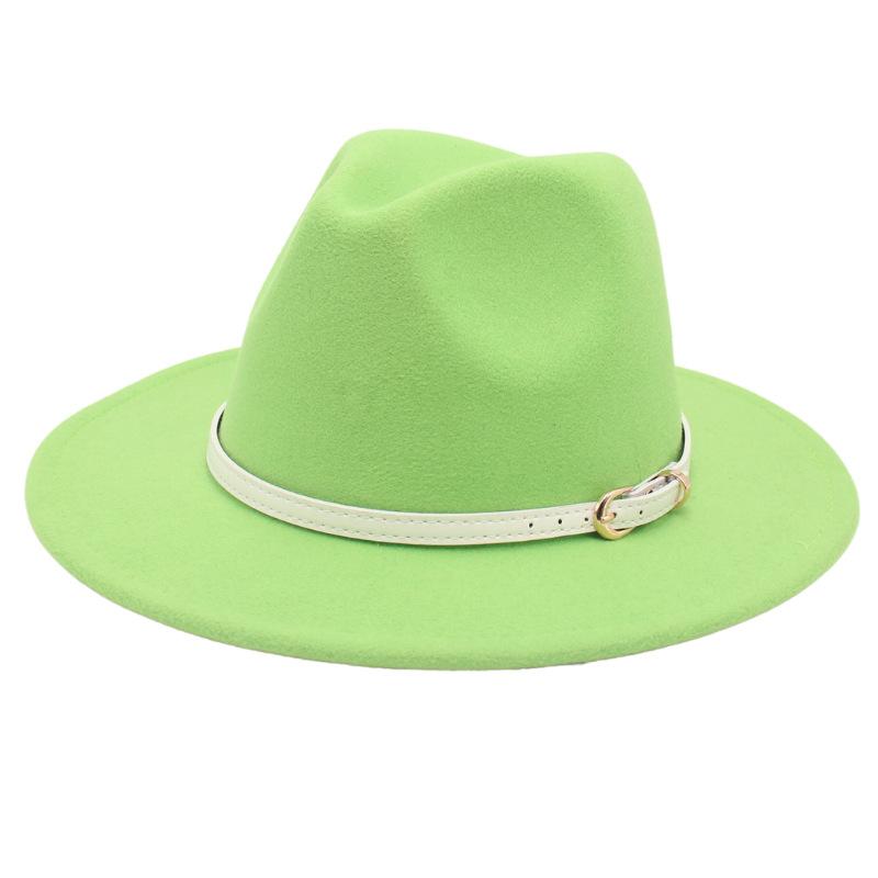 Big Brim Top Hat Women'S Coat With Hat Felt Hat Solid Color Cashmere Jazz Hat