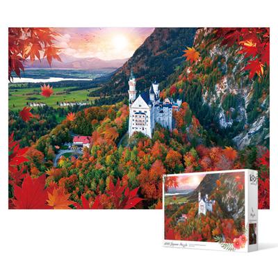 1000-teiliges Puzzle - Schloss Neuschwanstein mit Herbstblättern bemalt, beliebtes koreanisches Puzzle