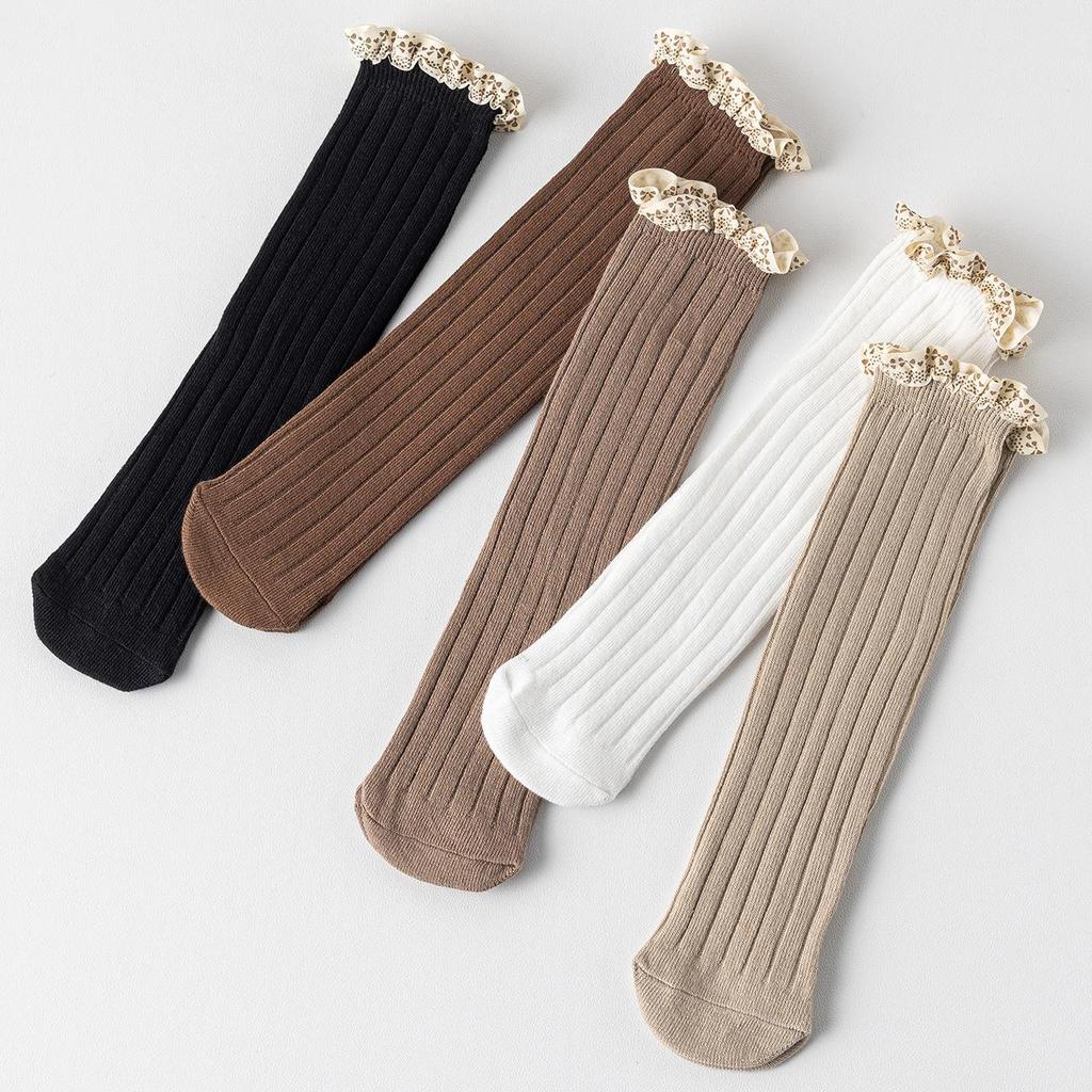 Warme Baby Baumwollsocken Frühling Herbst Rüschen Kniestrümpfe Prinzessin Kinder Strick Lange Strümpfe Kinder Lange Socke
