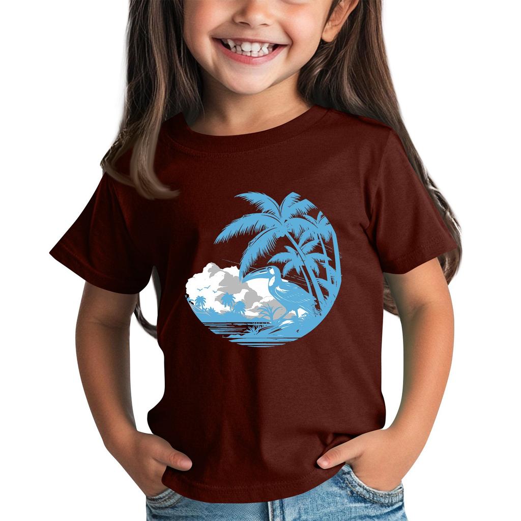 Kindermode Täglich Bedrucktes Rundhals Kurzarm Lässiges T-Shirt Top