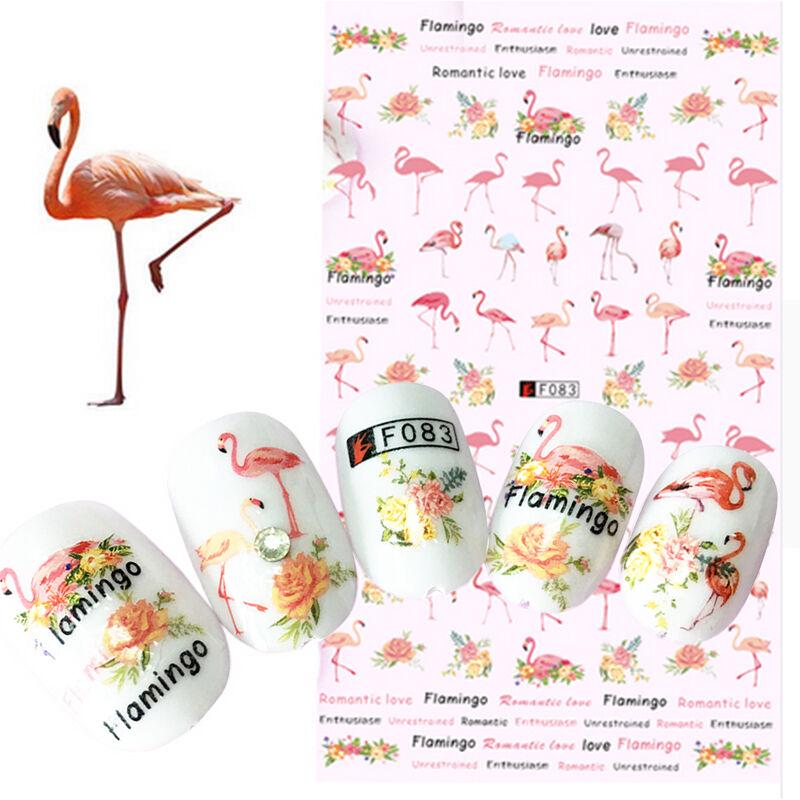 Stickers 3d Nail Romantic Flamingo Love Ultrathin Adhesive Nail Transfer Decal
