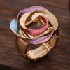 New Color Painting Oil Geometric Hollow Rose Elastic Ring, Fashionable Versatile Women's Alloy Ring