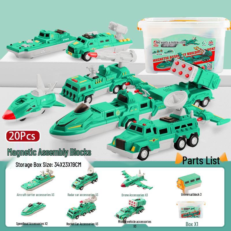 Children's Magnetic Transforming Robot Building Blocks Toy Set