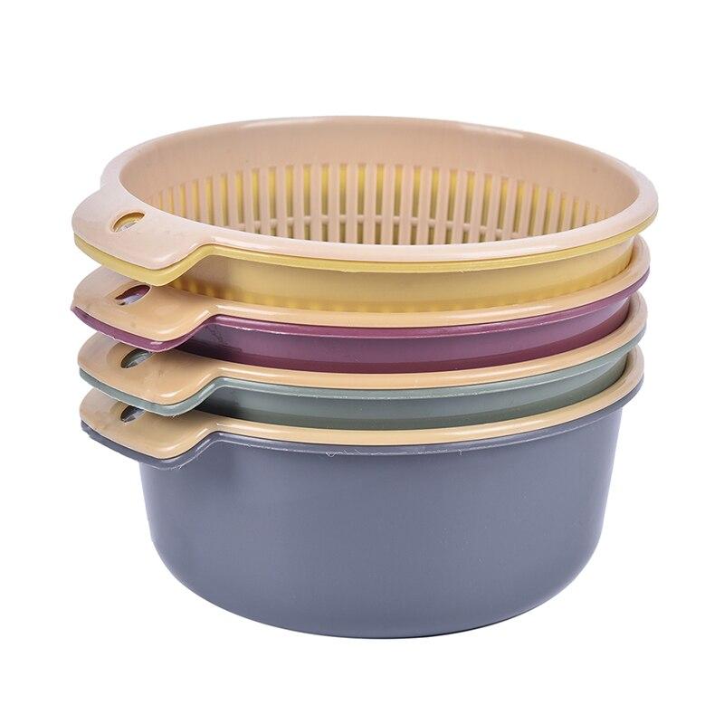 1PCS Detachable Double-layer Plastic Food  Colander Kitchen Cleaning Washing Basket Strainer