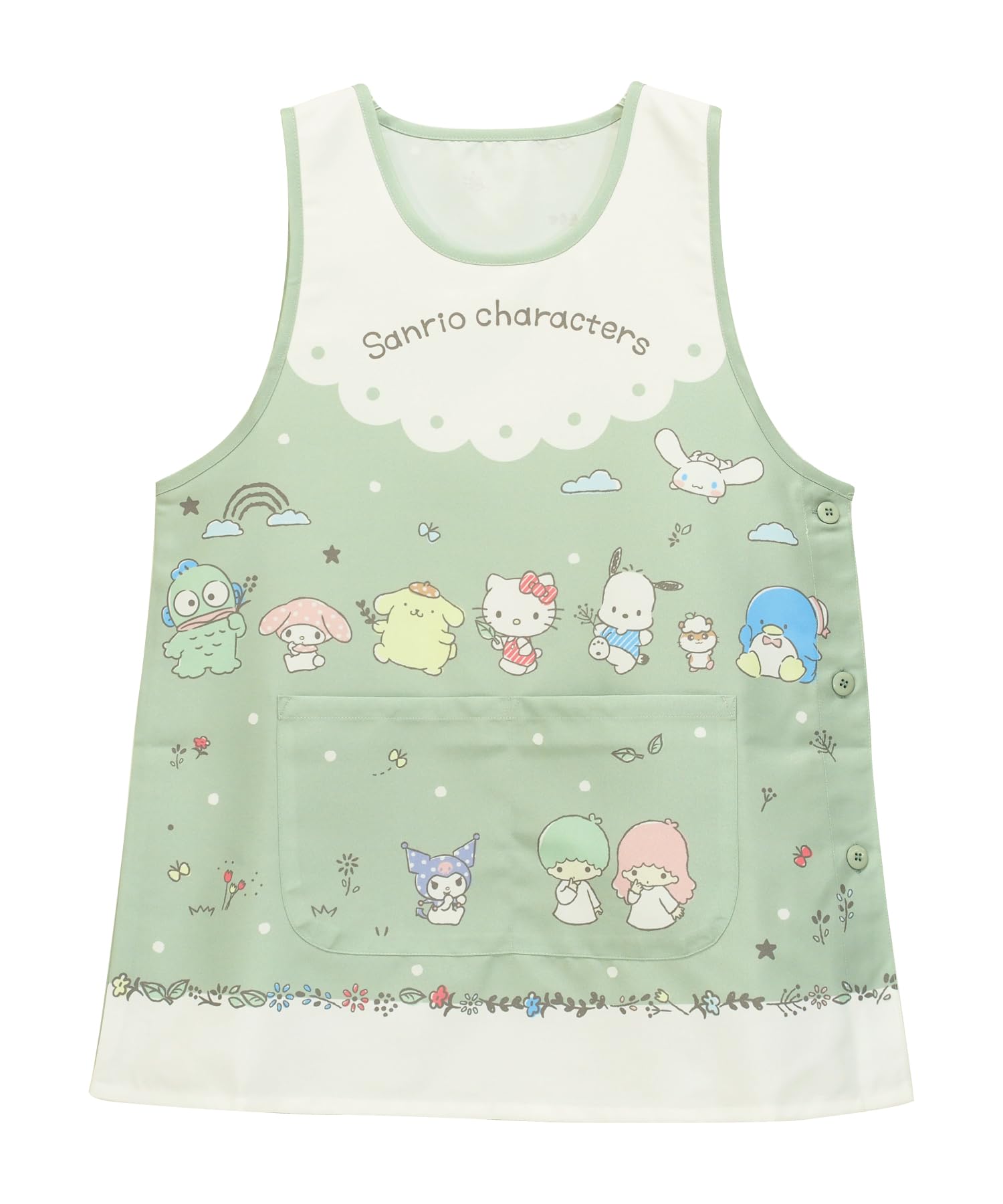 

Sanrio Character Nursery Side Quick [Nishiki] Фартук, Учитель, Китти, Cinnamoroll, Pochacco, Kuromi, Pompompurin, Женский, Кнопка, Сухой,