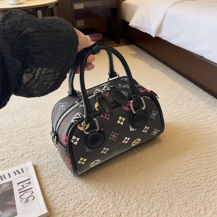 Borsa Boston Mini Stampata da Donna a Spalla e a Tracolla