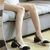 New Bow Elegant Temperament Bag Head Square Root Sandals Versatile Strap Shoes