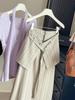 High-Waisted Striped Half-Skirt Suit for Women - New Spring/Summer Slim Fit with Back Flap, Mid-Length.