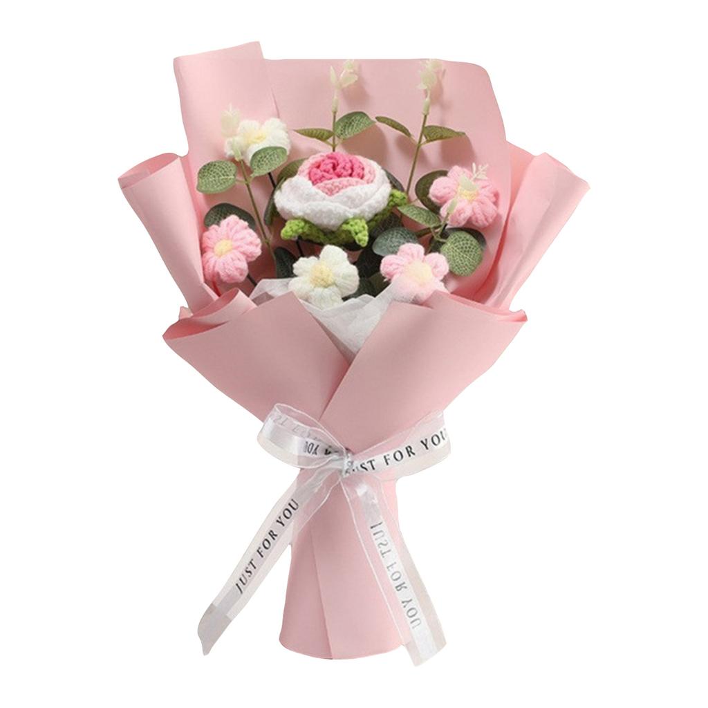 Crochet Flower Bouquet, Hand-woven Rose Crochet Flowers, Suitable For Home Decoration, Birthdays, Mother's Day And Valentine's Day