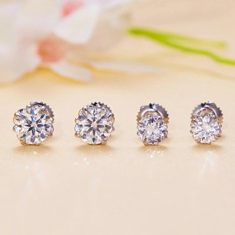 D Color 0.5/1CT VVS1 EX Moissanite Stud Earrings S925 Platinum Plated Earrings Lab Diamond Shining Valentine's Day Gift