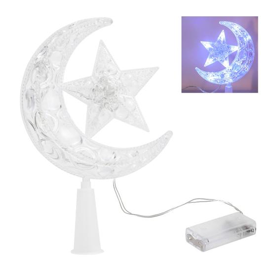 

Рождественская елка Верхние огни Луна Звезда Узор Создайте праздничную атмосферу Романтические мигающие огни Рождественское украшение Лампа E