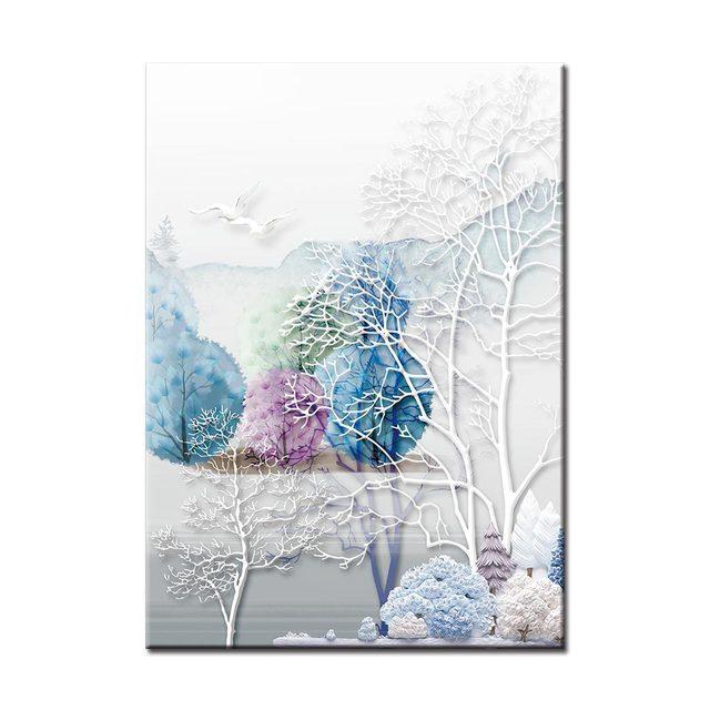 Popular Modern Three-dimensional Abstract Tree Deer Living Room Decorative Canvas Painting Oil Painting Canvas Wall Art Winter
