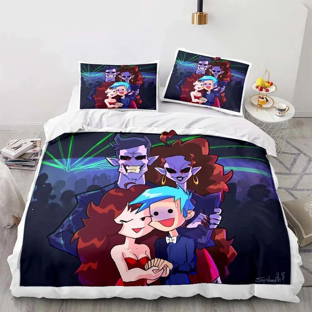 Cartoon Game Friday Night Funkin Bedding Set Duvet Cover Bed Set Quilt Cover Pillowcase Comforter King Queen Size Boys Adult