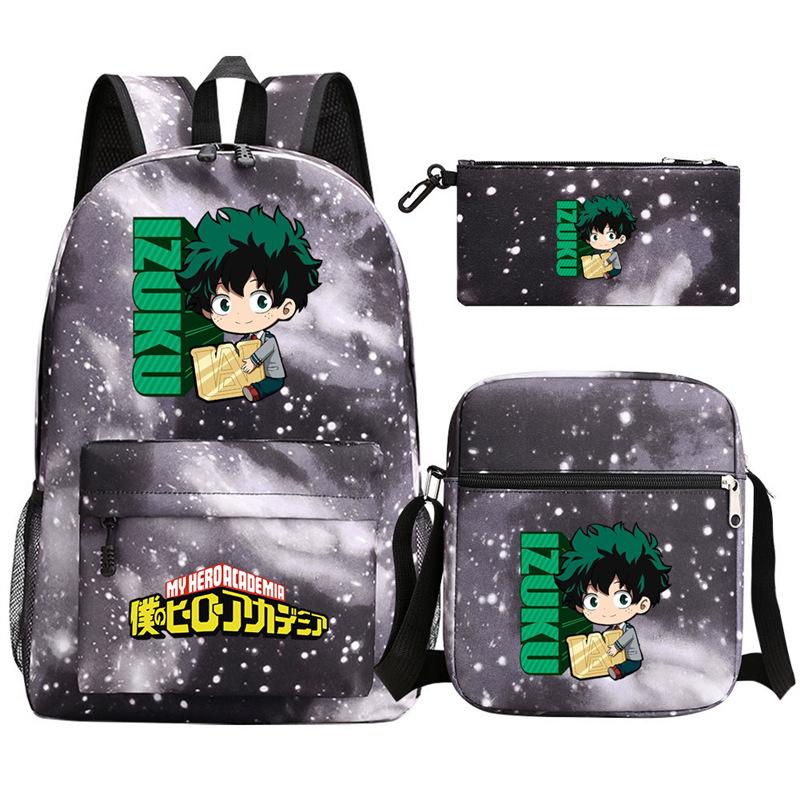 Young Students Schoolbag Animation Three-Piece Backpack Diagonal Hanging Bag Pencil Case