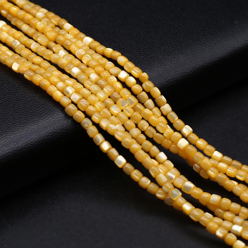 1Strand Natural Freshwater Shell Beads 3.5×3.5mm,Square Coloured Shell Loose Spacer Beads for Jewelry Making DIY Bracelet Accessories Beading 38cm