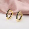 6 Color Punk Colorful Zirconia Round Drop Earrings For Women Dangle Ear Jewelry Hip Hop Gold Color Gift Accessories Dropshipping
