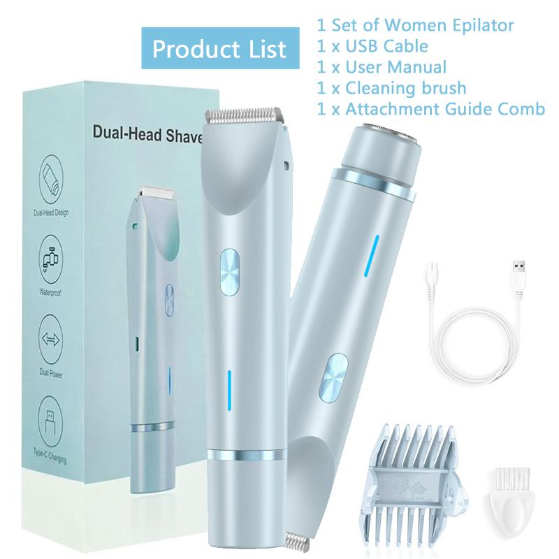 2-in-1 Woman Hair Removal Electric Razor Device Portable Hair Removal Knife Cordless Painless Body Groomer Bikini Trimmer