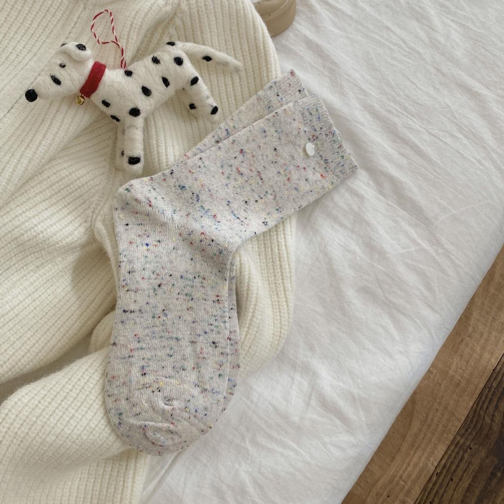 Winter Korean Socks Dongdaemun Thickened Warm Socks Shell Button Decorative Wool Socks Ideas Yarn Tube Socks