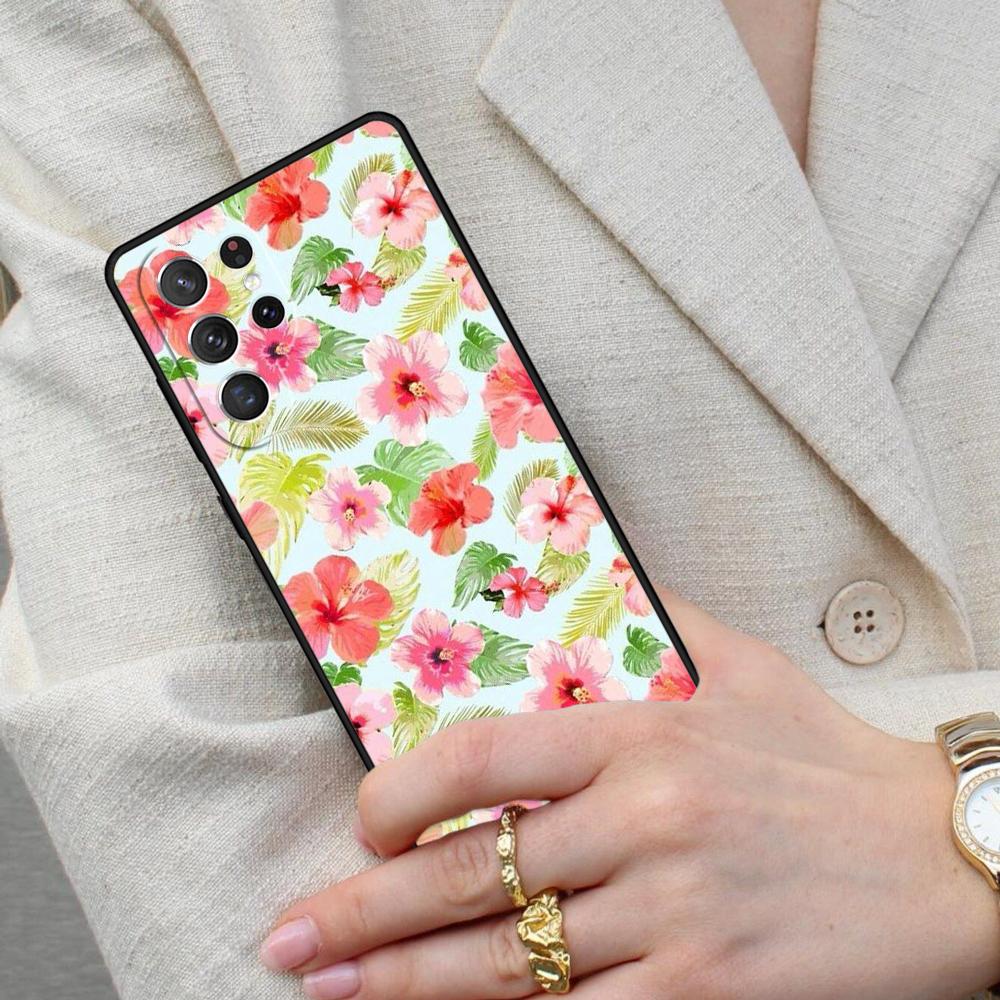 Tropical Paradise Hawaiian Flower Cell Phone Case for Samsung Galaxy S26 Ultra S25 S24 S23 S22 S21 S20 Note10 Cover